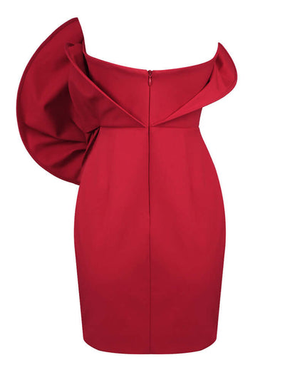 Emma Strapless Red Mini Dress with Flower Detail