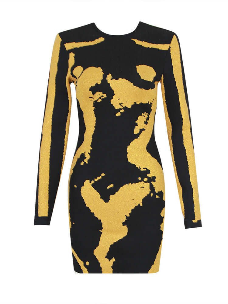 Black Gold Sparkle Long Sleeve Dress: Shimmering Elegance for Every Occasion