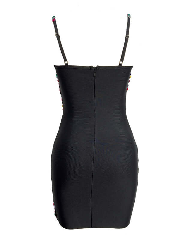 Embellished Cut Out Mini Dress in Black: Sleek Sophistication with a Touch of Glamour