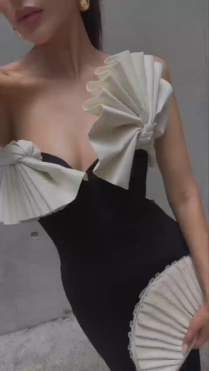 Elegant Strapless Black Bandage Dress