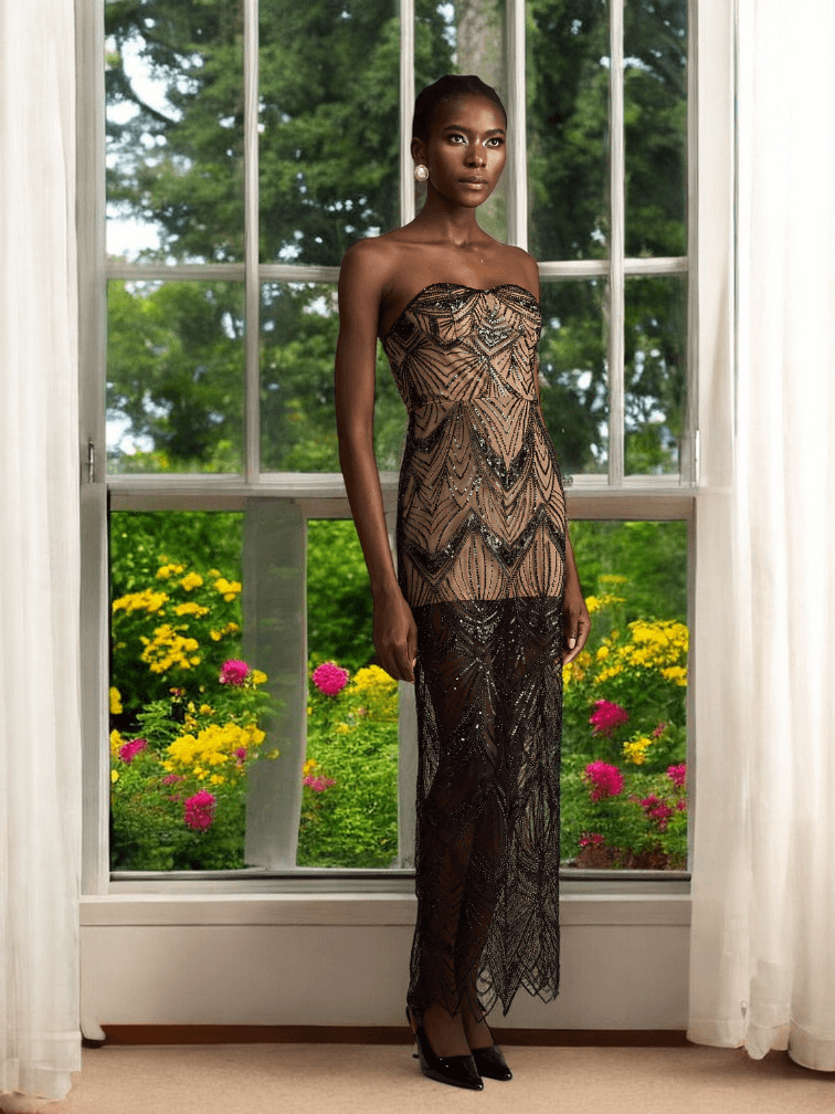 Nora strapless gown with sequin embellishments