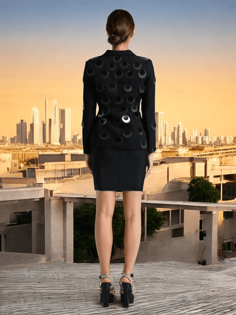 Long Sleeve Big Sequin Blazer Black
