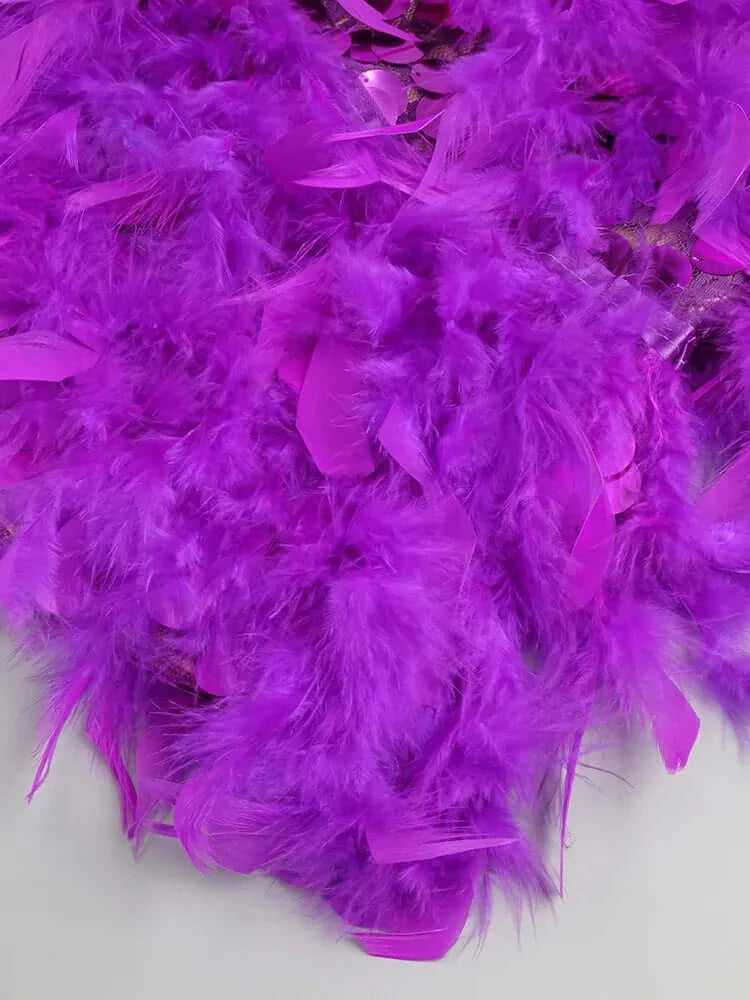 One Shoulder Glitter Purple Sequins Mini Dress
