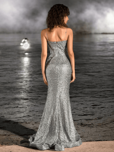 Bustier Sequin Embellished Mermaid Maxi Dress Green