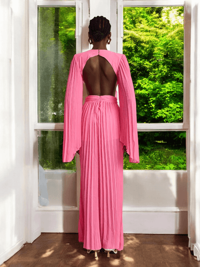 Nina pleated wide-leg jumpsuit with cut-out details