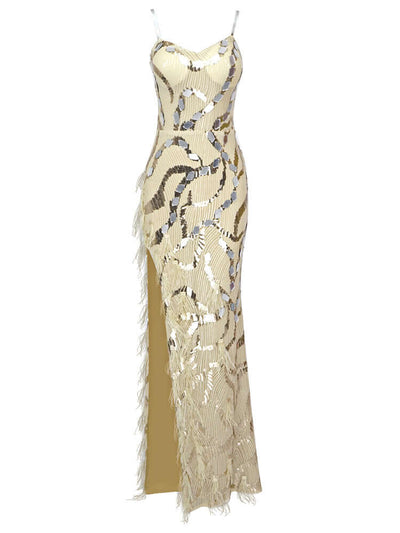 Tina Split Thigh beadings crystals Cami Prom Dress