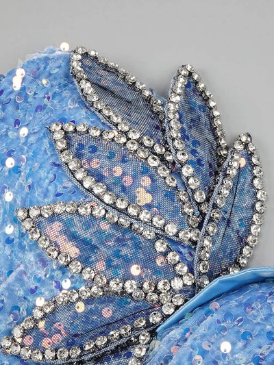 Madena strapless Crystal Leaves Sequins Long Dress