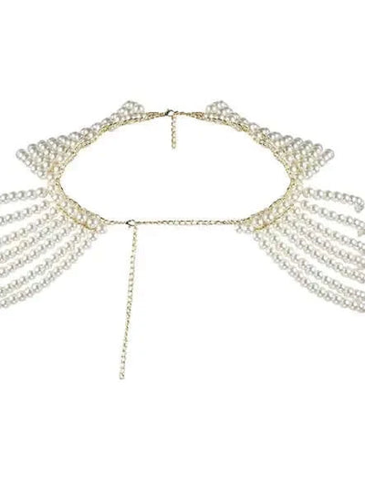 White necklace adorned with pearl beads.