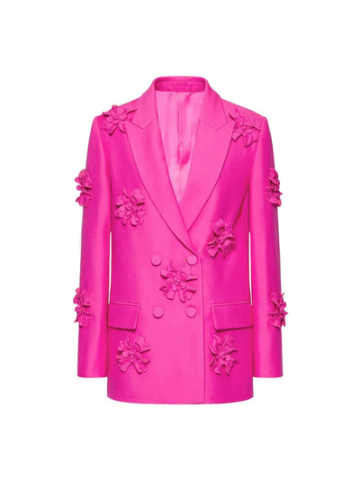 Siria Pink Floral Embellished Blazer Set Valensia Seven