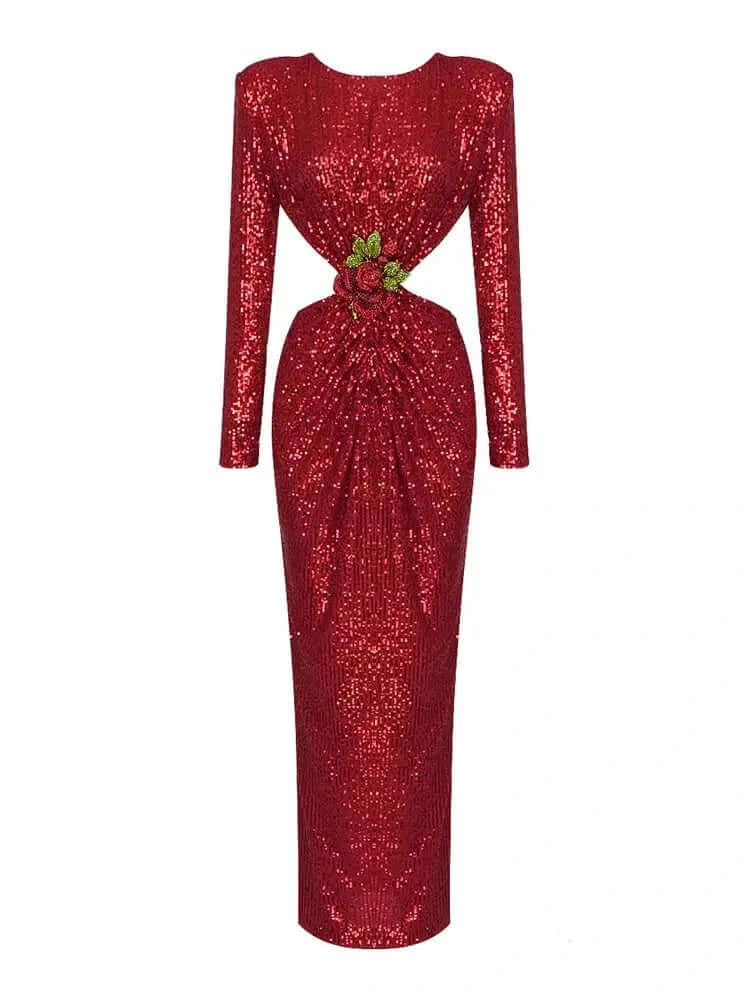 Rebecca Sequin-Embellished Cut-out Maxi Dress Valensia Seven