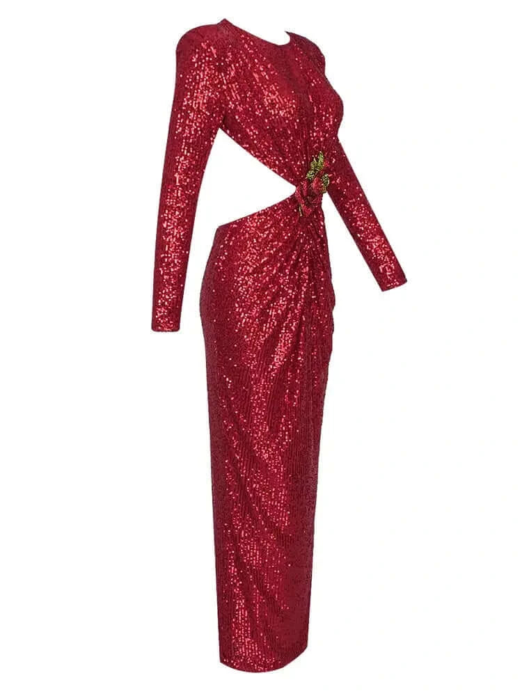 Rebecca Sequin-Embellished Cut-out Maxi Dress Valensia Seven
