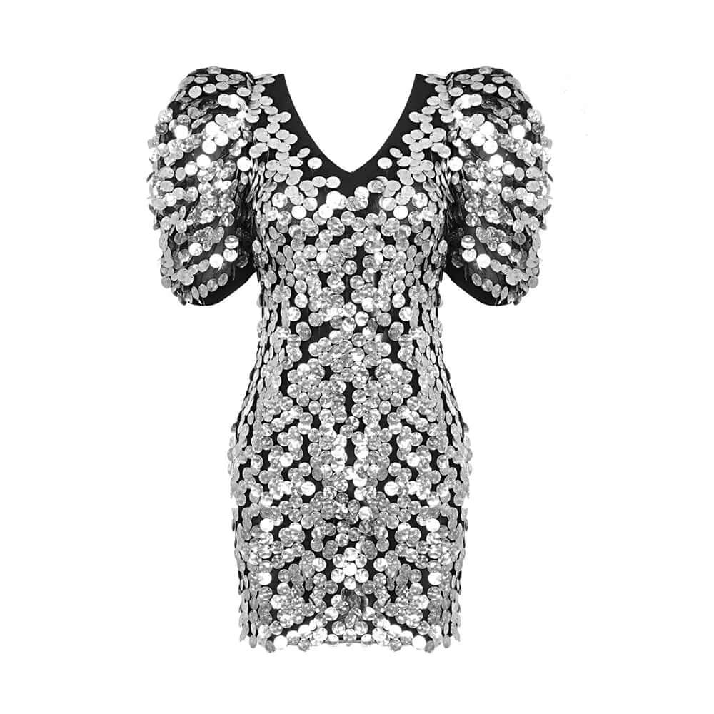 Rozette Silver Sequin-Embellished Mini Dress Valensia Seven