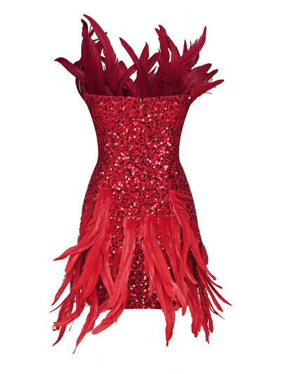 Ruth REd feather mini dress Valensia Seven