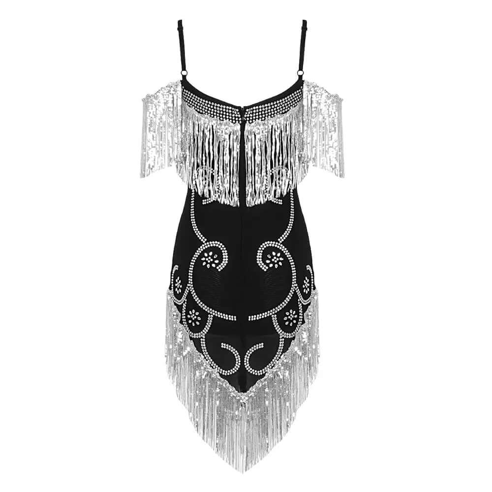 Shepstella Sequin Design Tassel Detail Mini Dress Valensia Seven