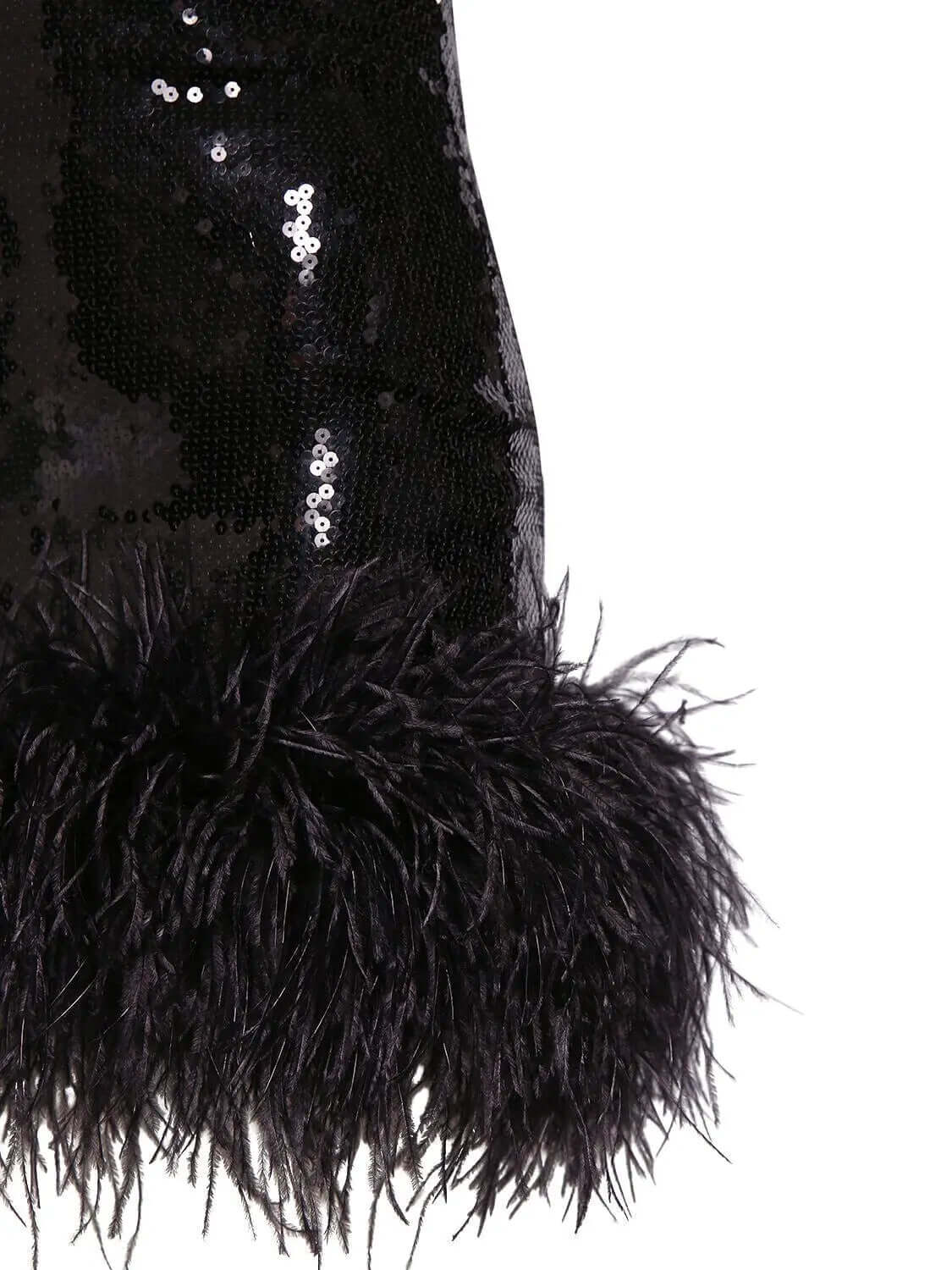 Solmen Black Sweetheart-bustier Ostrich-feather Mini Dress Valensia Seven