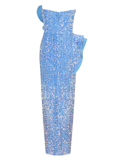 Madena strapless Crystal Leaves Sequins Long Dress Valensia Seven
